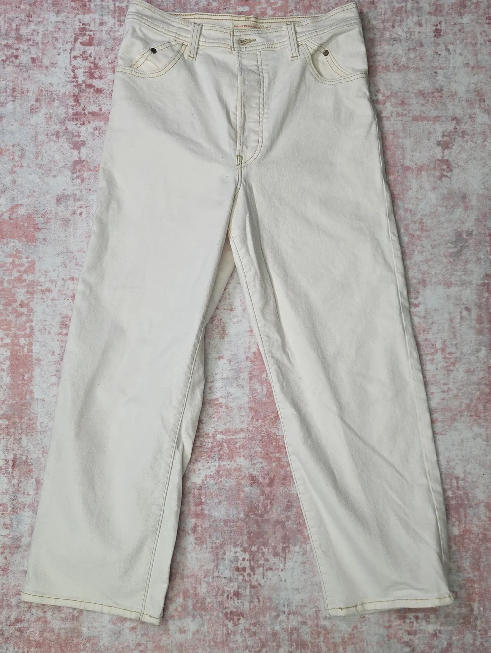 Levis Ribcage Straight Ankle, Cropped Jeans Super High Rise, Button Fly W31 L27